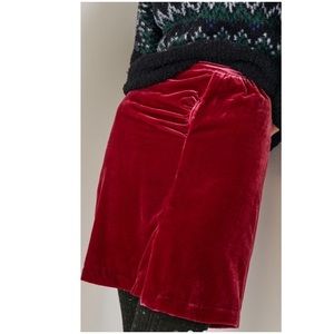 Nwt Anthropologie Mini Velvet Skirt Raspberry New